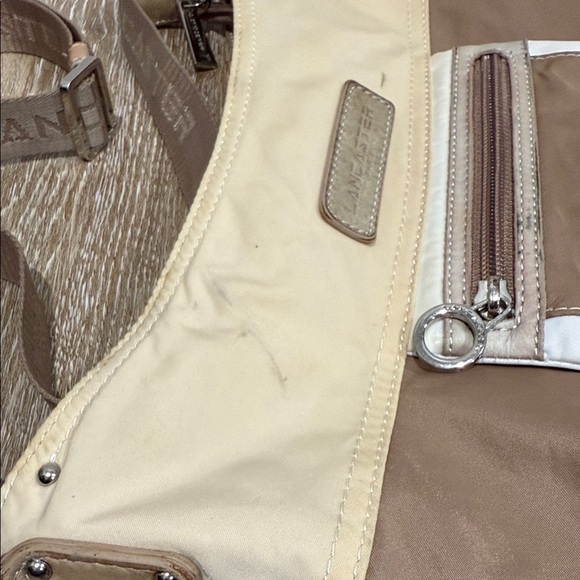 LANCASTER Beige and Brown Crossbody Bag with Buckle - Picture 9 of 11